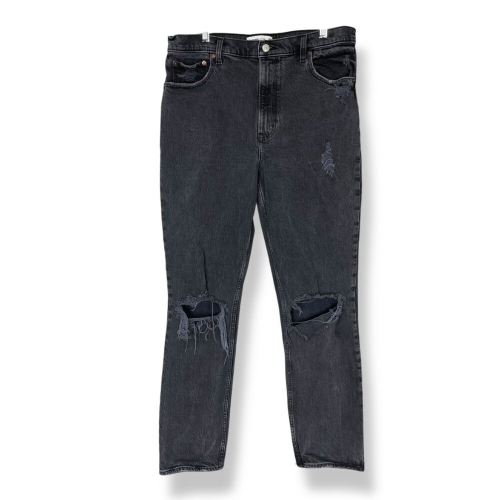 Abercrombie & Fitch Jeans The 90s Straight Ultra High Rise Size 32 14 Gray Black